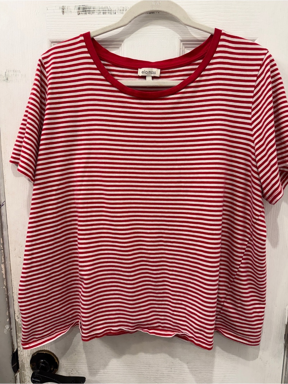 Ella Moss Red & White Striped Short Sleeve Tee